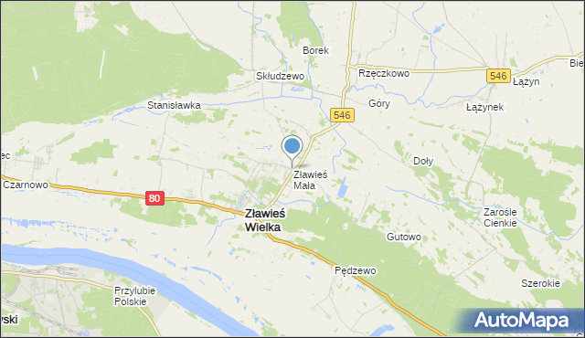 mapa Zławieś Mała, Zławieś Mała na mapie Targeo